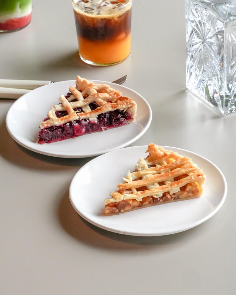 In-house cherry and apple pies